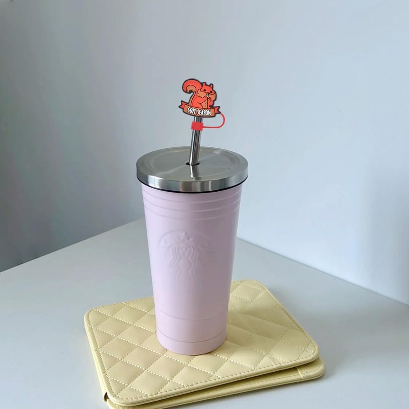 LYLYNB 12Pcs Fall Straw Toppers Maple Leaves Pumpkin Squirrel Cute Design Straws Tips Cover Thanksgiving Straw Cover Cap Reusable Drinking Straw Topper 10mm Autumn Stanley Cup Accessories Cute Straw Covers - Image 3
